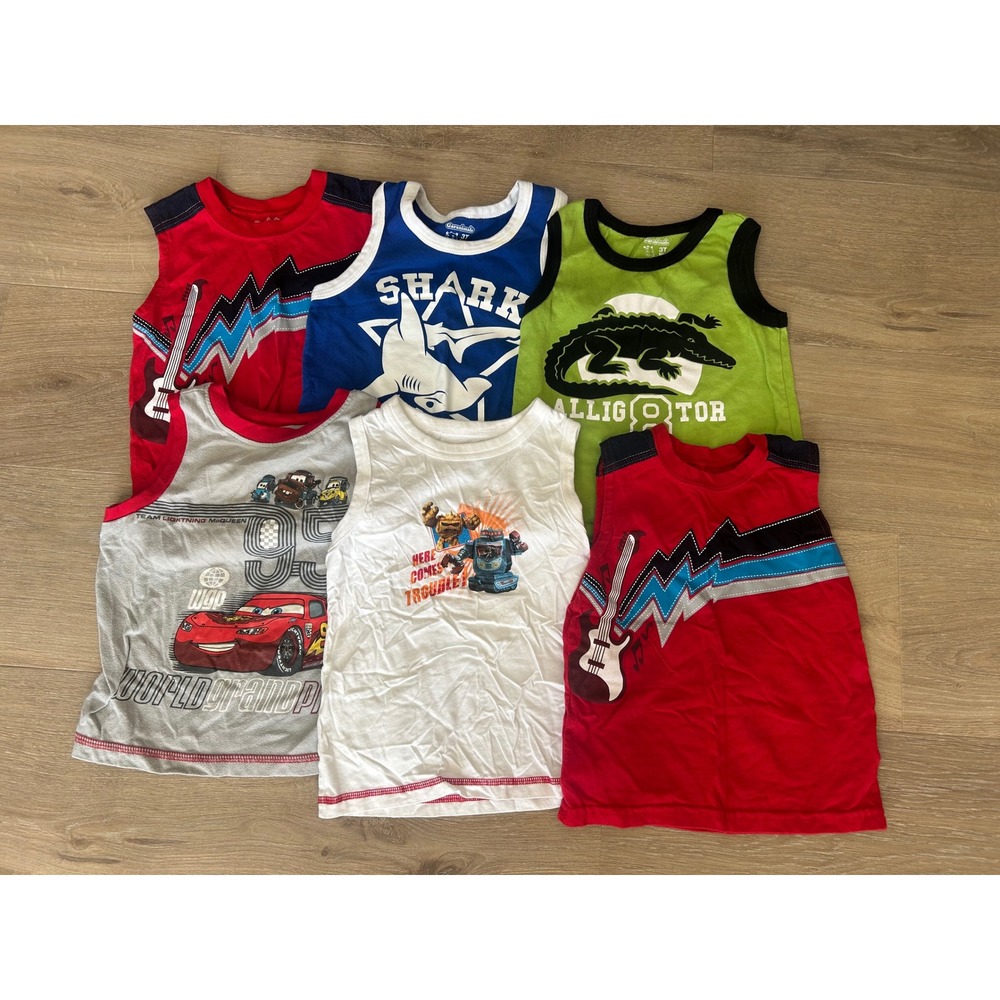 Toddler Boys Bundle of 6 Graphic Muscle Shirts Size 3T